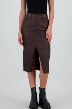 Falda midi pu detalle abertura