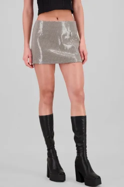 Falda mini cuadros lentejuela