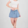 Falda mini denim tableada
