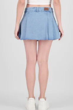 Falda mini denim tableada