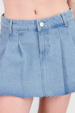 Falda mini denim tableada
