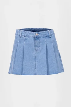Falda mini denim tableada