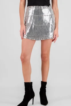 Falda mini lentejuela detalle aplicacion