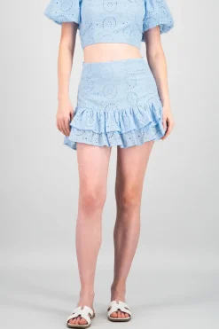 Falda mini olanes textura bordada