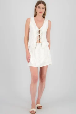 Falda mini rayas de lino