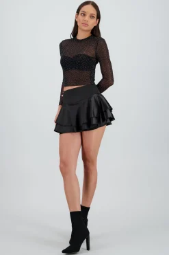 Falda mini satinada olanes