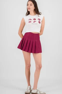 Falda mini tableada lisa