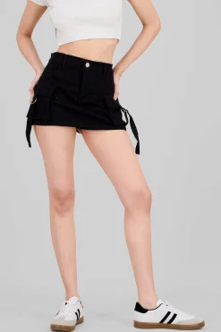 Falda Short 2 Bolsas Con Tiras