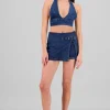 Falda short abertura con cinto