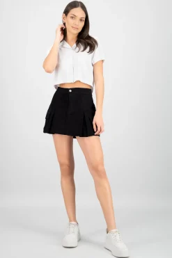 Falda short cargo tablones