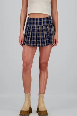 Falda short cuadros tableada