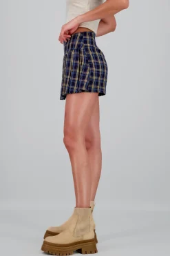 Falda short cuadros tableada