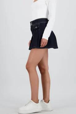 Falda short tableada bolsas