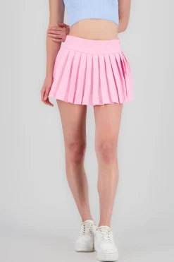 Falda short tableada lisa