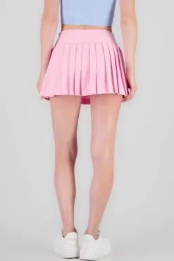 Falda short tableada lisa