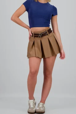 Falda tableada doble cinturon