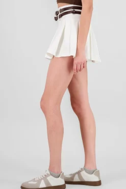 Falda tableada doble cinturon