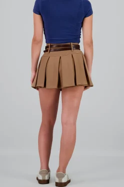 Falda tableada doble cinturon