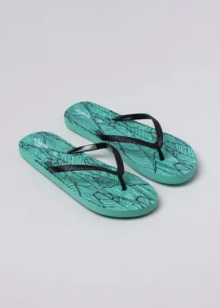 Flip flop hoja tropical brillos