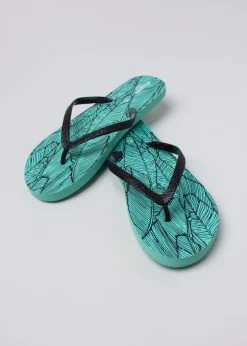 Flip flop hoja tropical brillos