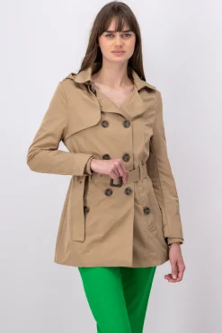 Gabardina ajustada capucha