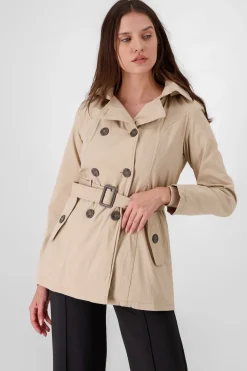 Gabardina monocolor botones cinturón