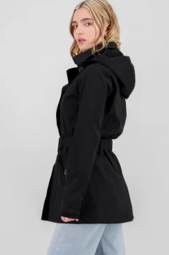 Gabardina monocolor botones cinturón