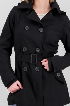 Gabardina monocolor botones cinturón