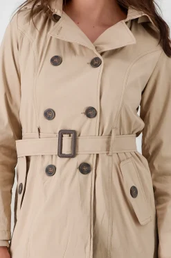 Gabardina monocolor botones cinturón