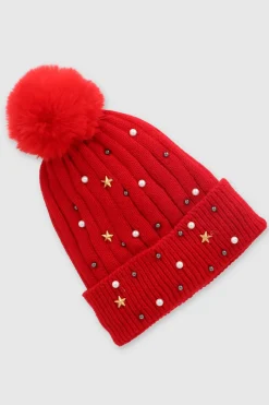 Gorro tejido brillos pompón