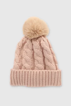 Gorro tejido trenzado pompón