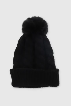 Gorro tejido trenzado pompón