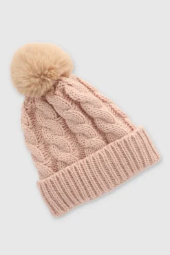 Gorro tejido trenzado pompón