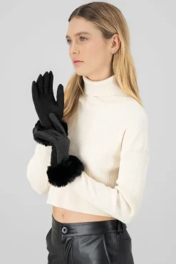 Guantes estampado geométrico peluche bicolor