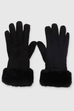 Guantes gamuza pinzas detalle peluche monocolor