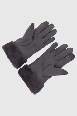 Guantes gamuza pinzas detalle peluche monocolor