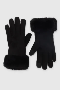 Guantes gamuza pinzas detalle peluche monocolor