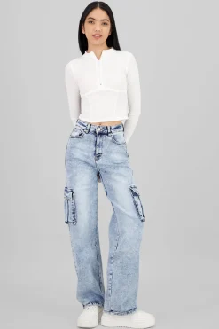 Jeans cargo 2 bolsas con fuelles