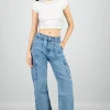 Jeans Cargo Bolsillos Laterales
