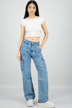 Jeans Cargo Bolsillos Laterales