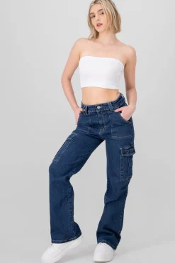 Jeans Cargo Bolsillos Laterales
