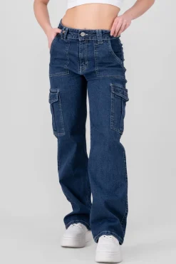 Jeans Cargo Bolsillos Laterales