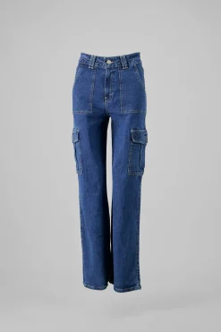 Jeans Cargo Bolsillos Laterales