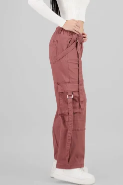 Jeans cargo dos bolsas tira