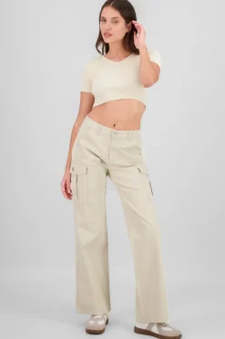 Jeans cargo wide leg bolsillos