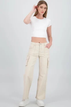Jeans cargo wide leg lisos