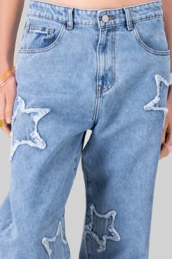 Jeans wide leg con estrellas