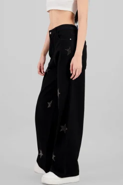 Jeans wide leg estrellas brillos