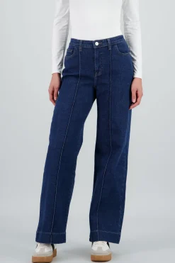 Jeans wide leg pinzas