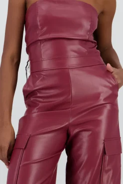 Jumpsuit cargo efecto piel